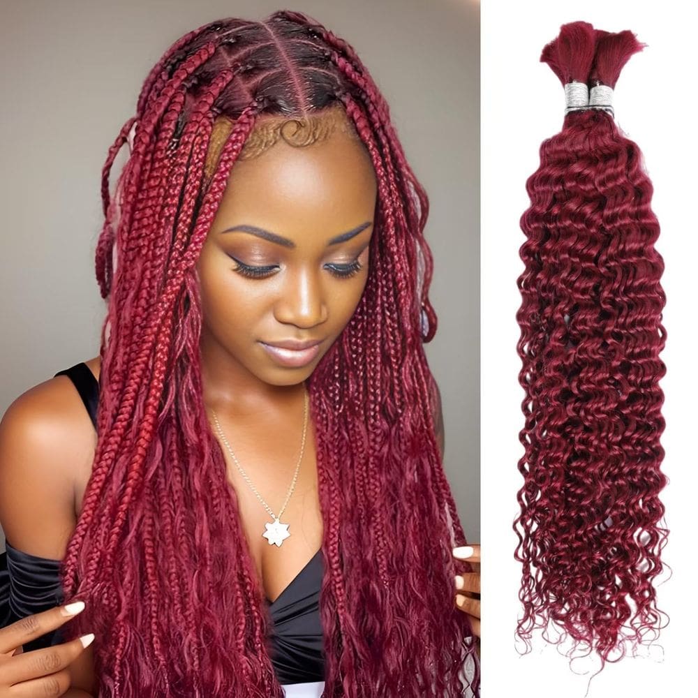 Cabelo trançado humano LOLLY HAIR 99J Red Deep Wave 22 polegadas 100g