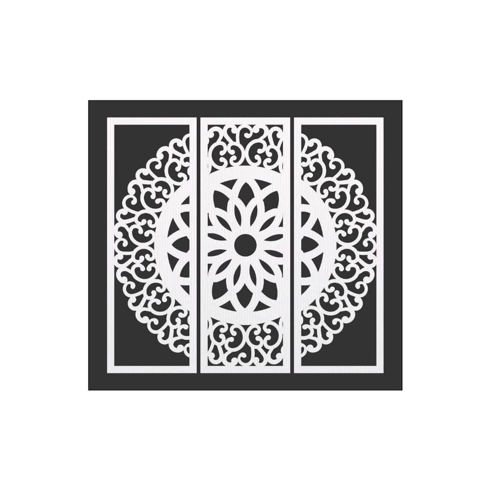 Quadro Decorativo Branco Mdf Mandala Arabesco 40X20Cm