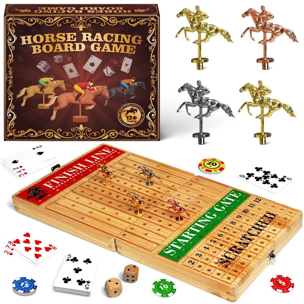 Jogo de tabuleiro de corrida de cavalos ZIZZ Thicken Wooden Kids 12+ Years