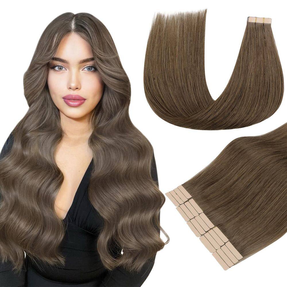 Extensões de cabelo DOORES Light Ash Brown 40 cm 50 g 20 unidades com fita adesiva