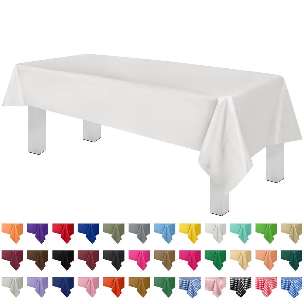 Toalha de mesa de plástico descartável Grandipity, pacote com 12 unidades, branca