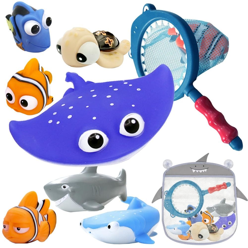 Brinquedos de banho iseainno Finding Dory Nemo para crianças com bolsa de armazenamento