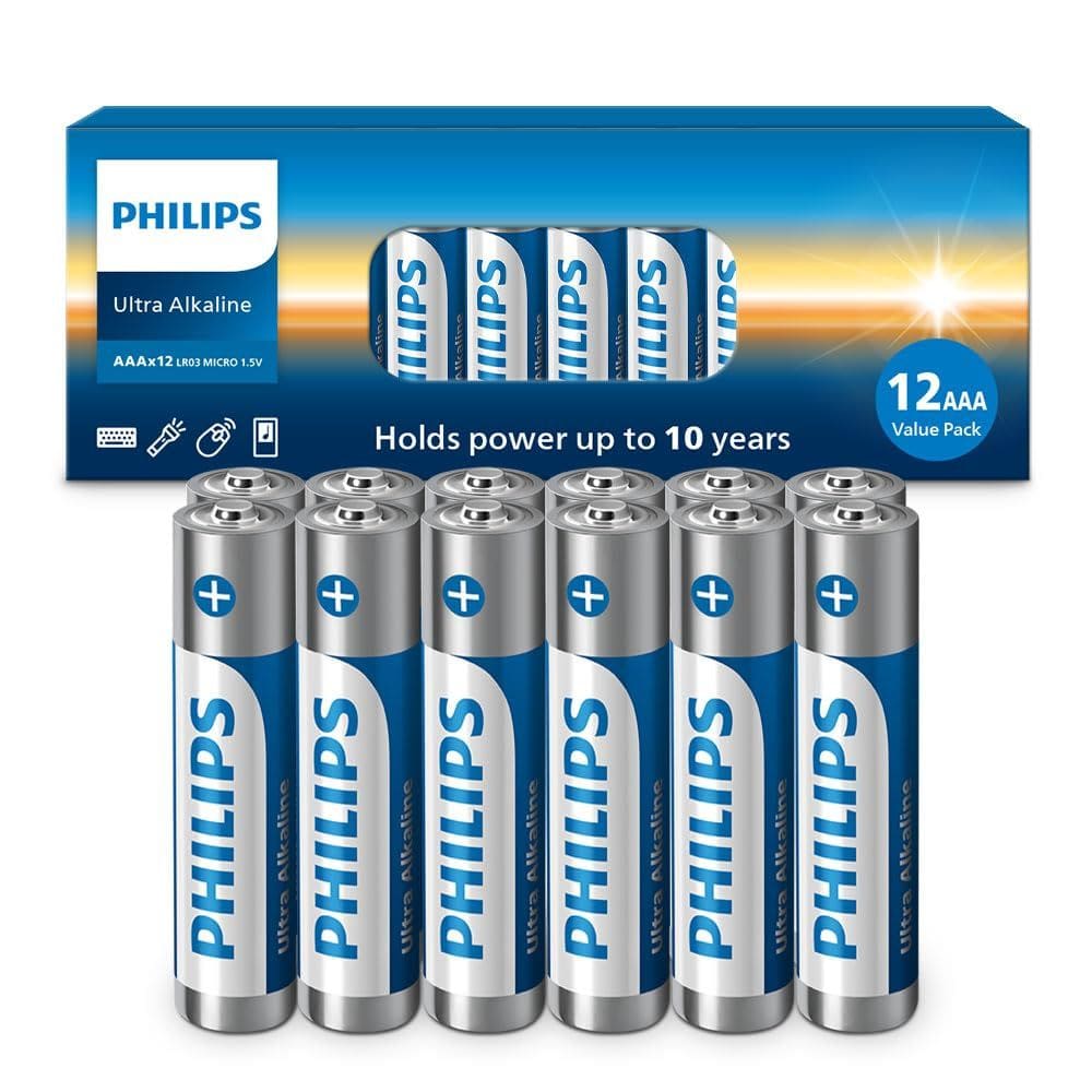 Bateria PHILIPS AAA Ultra Alcalina de 1,5 V, pacote com 12 anos