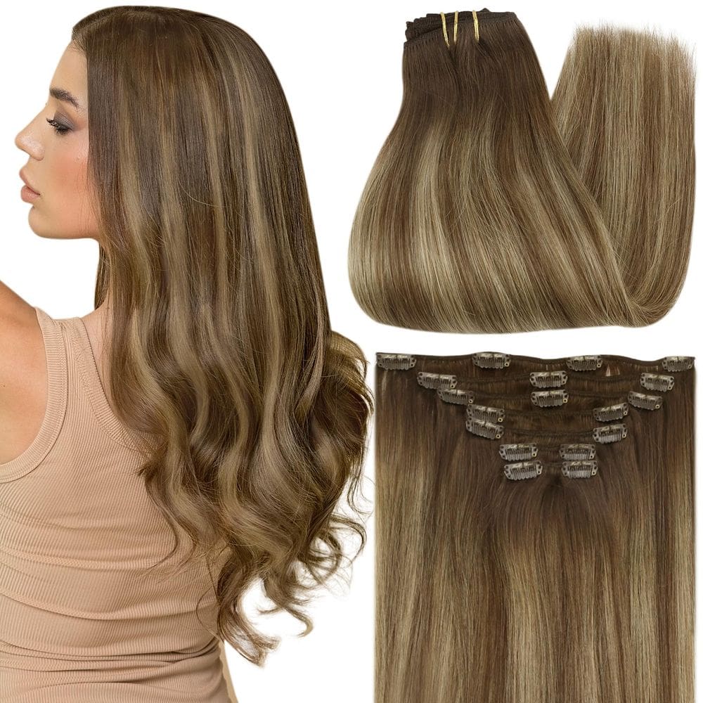 Extensões de cabelo Clip in Full Shine Real Human Hair 35 cm