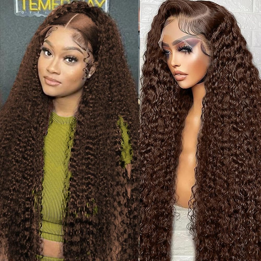 Perucas BIANFA Chocolate Castanho Renda Frontal Cabelo Humano 60cm