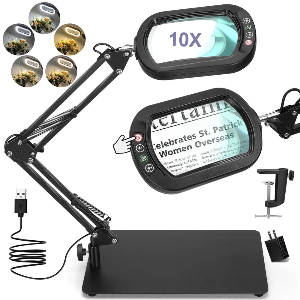 Lupa Drdefi 10X Square com luz e suporte LED
