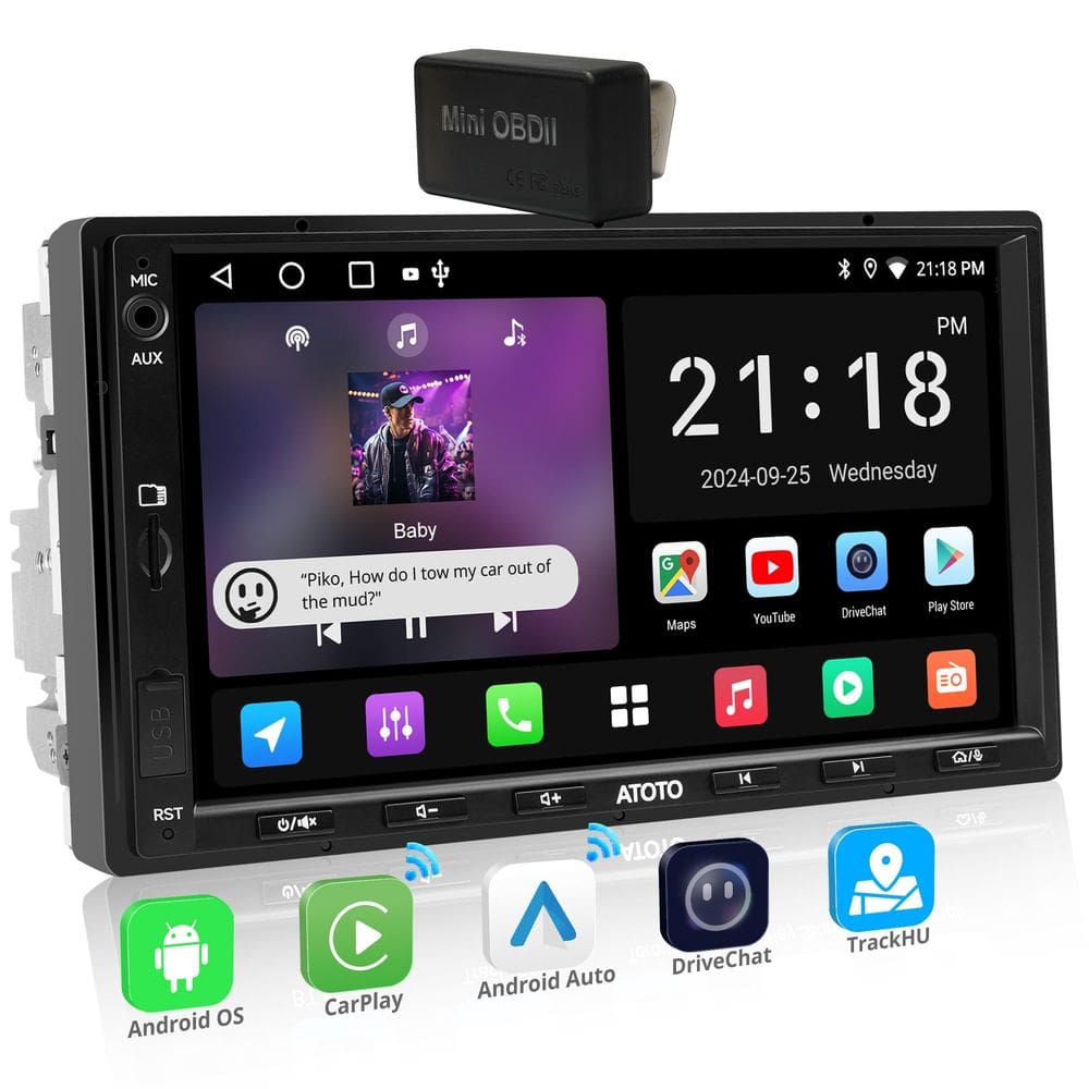 Estéreo automotivo ATOTOEXCEL A5L Android Double DIN 7" com OBD II