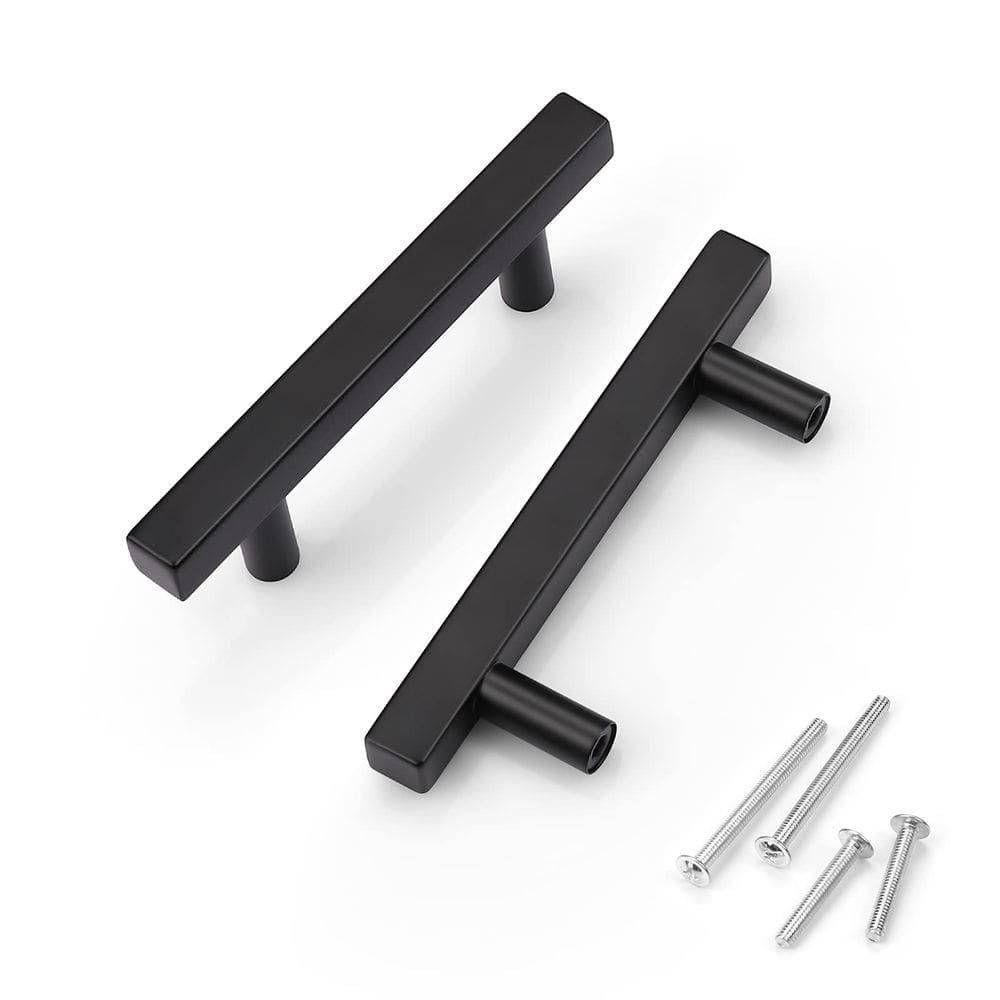 Alças de tração de gabinete KNOBWELL Black Square 7,6 cm, pacote com 15