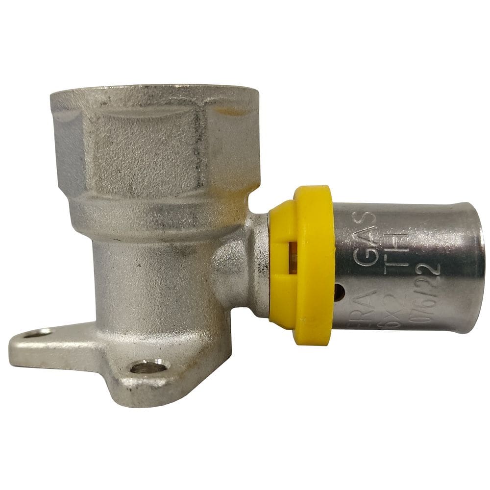 Cotovelo Fêmea Flange Prensar Gás 20MMX1/2" Multicamada Sferagas Kit com 12 unidades