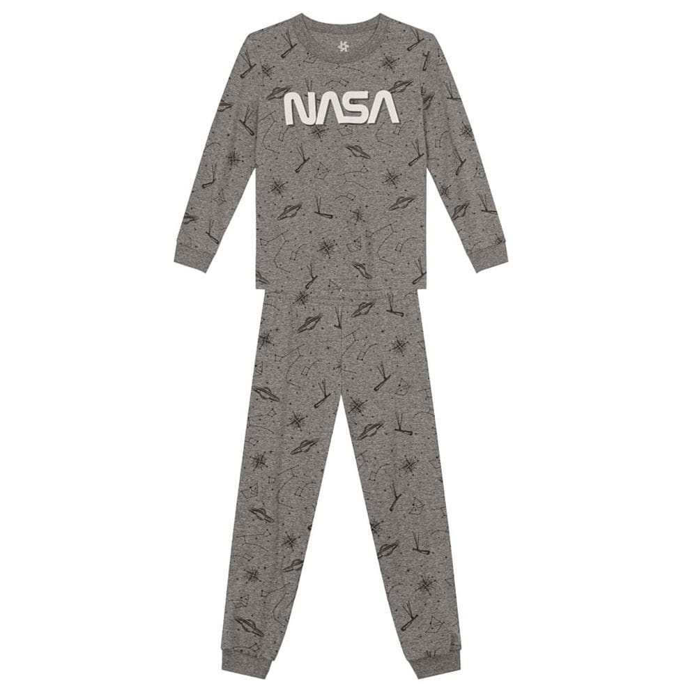 Pijama infantil menino NASA brilha no escuro Brandili Cinza