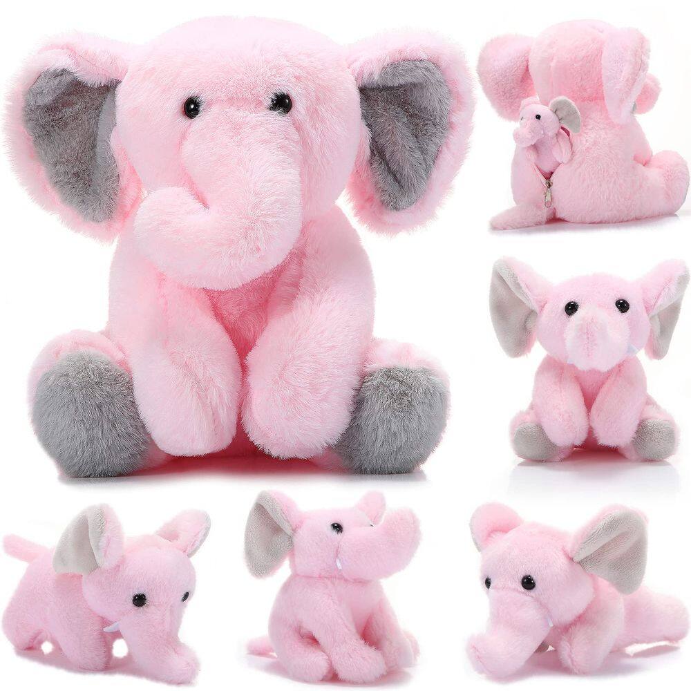 Conjunto de animais de pelúcia de elefante de pelúcia com bebês para decoração de festa