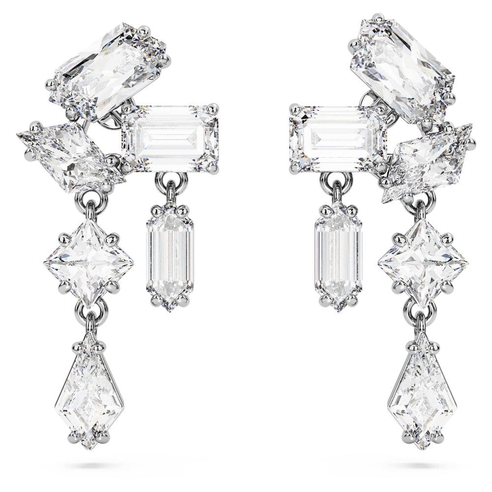 Brincos Swarovski Mesmera Drop, pequenas pedras transparentes de corte misto