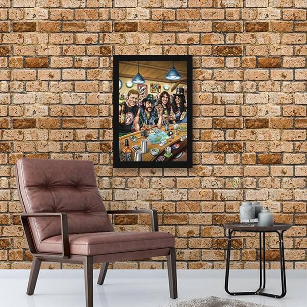 Quadro Decorativo Ícones Rock No Bar 34X23Cm Moldura Branc