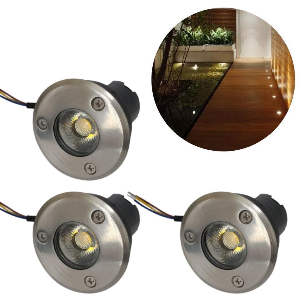 Kit 3 Balizadores Led Cob 3W Bivolt Spot Embutir Trilhas Pis