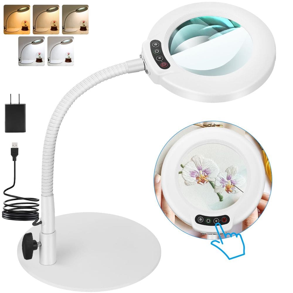 Lupa IVMAIE 10X com luz e suporte, branca