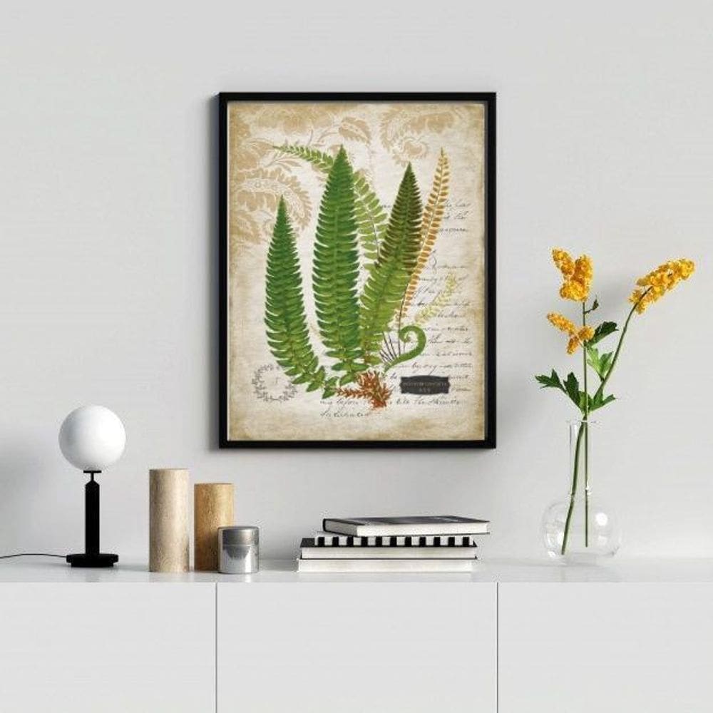 Quadro Decorativo Vintage Botânica 33X24Cm Moldura Madeira