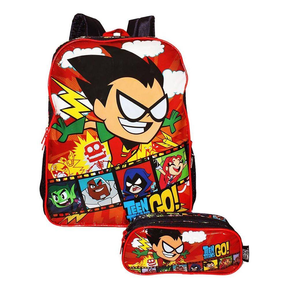 Kit Mochila Jovens Titans Escolar Estojo Meninos Gran Costas