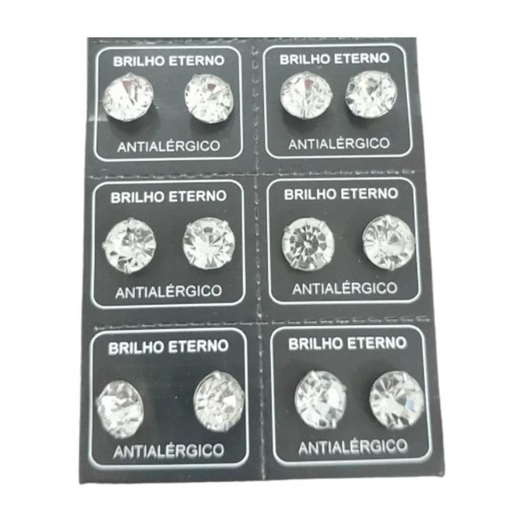 Brinco Em Aço Inox Kit De 6 Pares  12 Unidades  8Mm