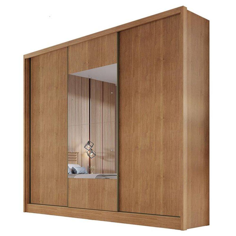 Guarda Roupa Casal Medelim 3 Portas 4 Gavetas Cumaru 23 com Espelho – Novo Horizonte