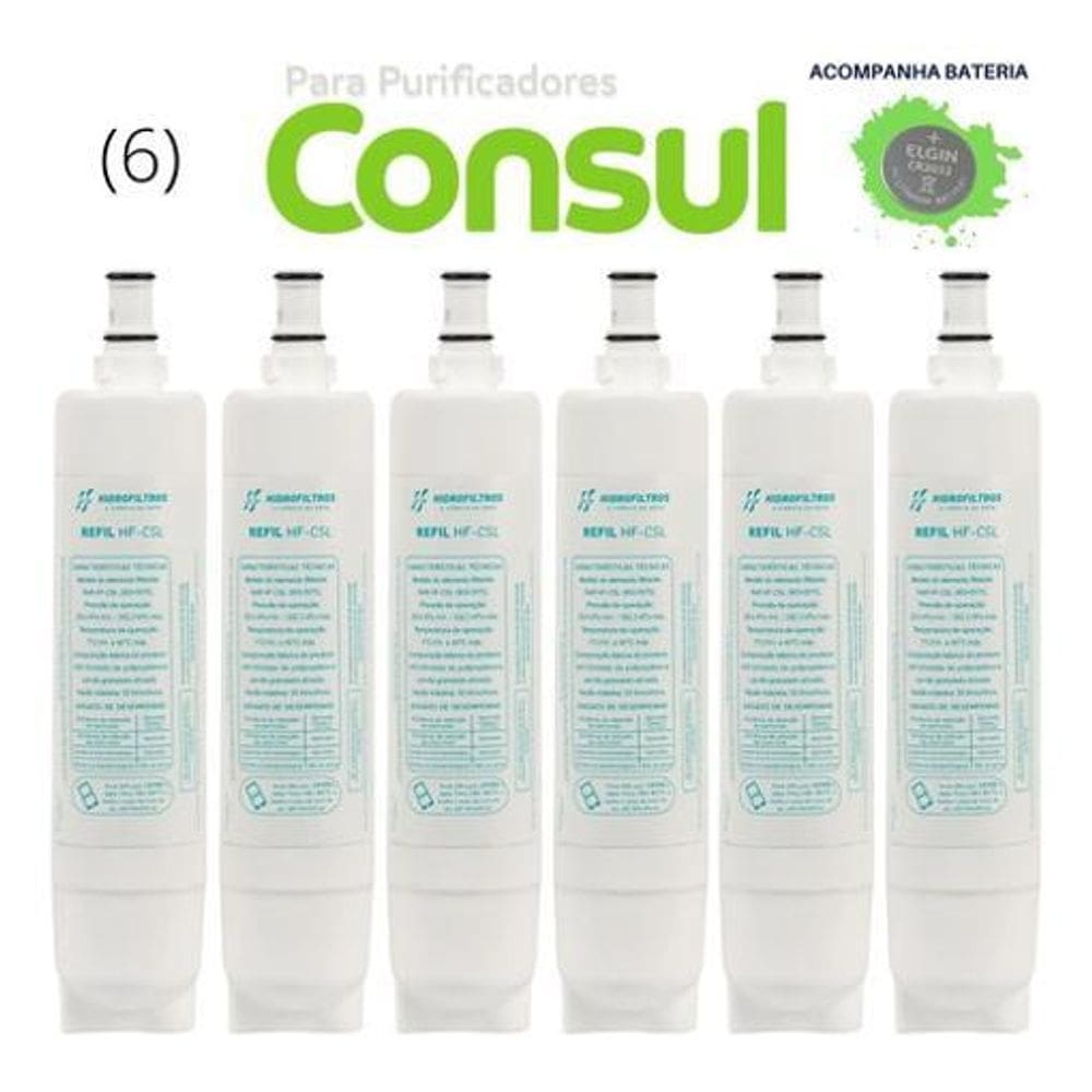 Kit 06 Refis Hidrofiltros Hf-Cs P/ Purificadores Consul Ba