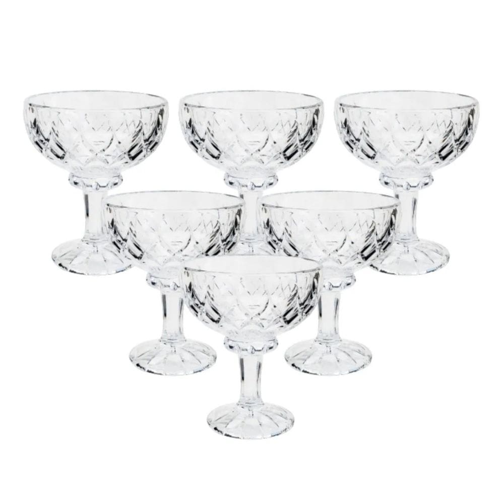 Jogo 6 Taças Sobremesa Sorvete Cristal 260ml Angel Wolff