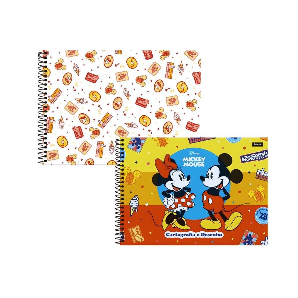 Caderno Espiral Mickey Mouse 80 Folhas Laminação Brilho