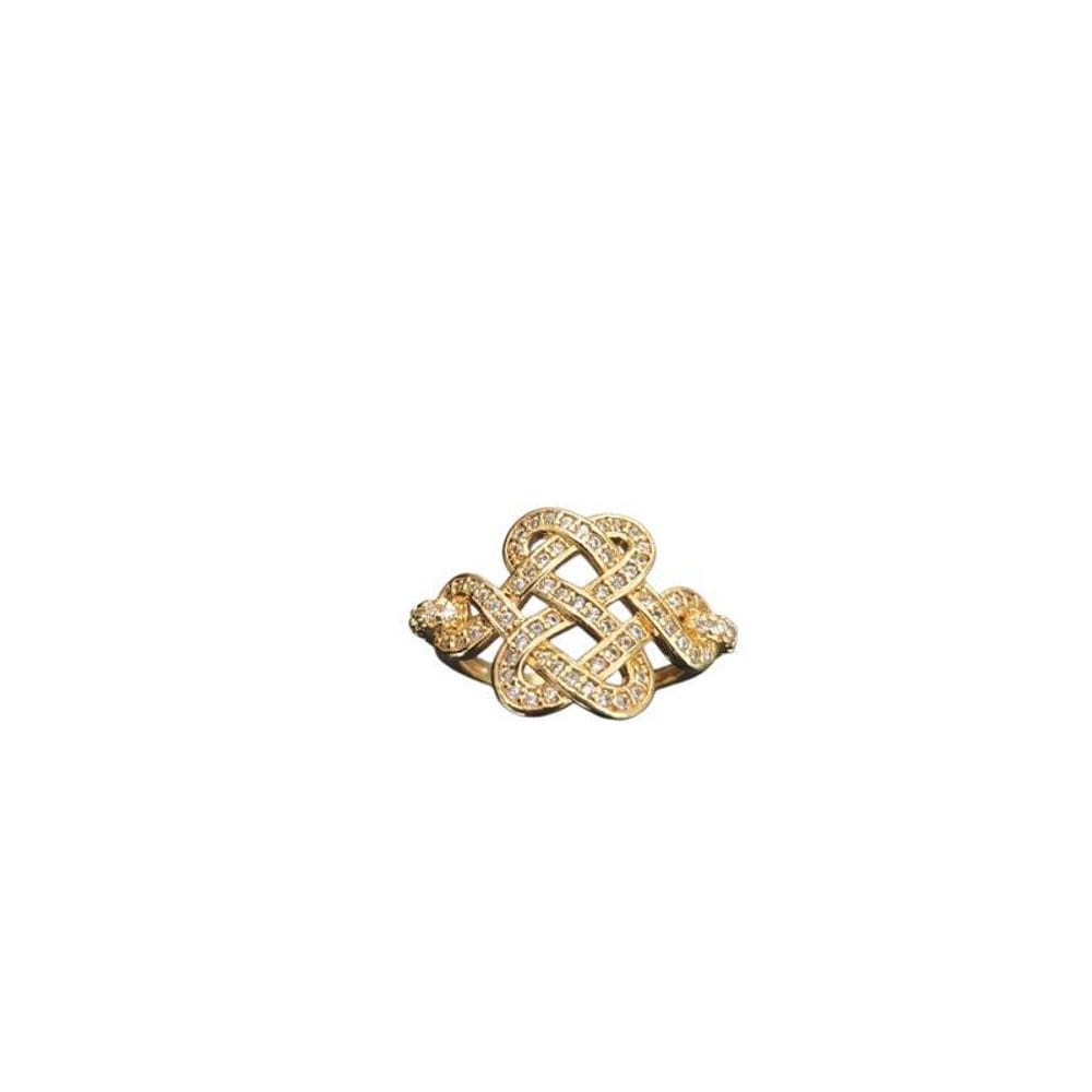 Anel Infinito Com Pedras De Zirconias Folheado A Ouro