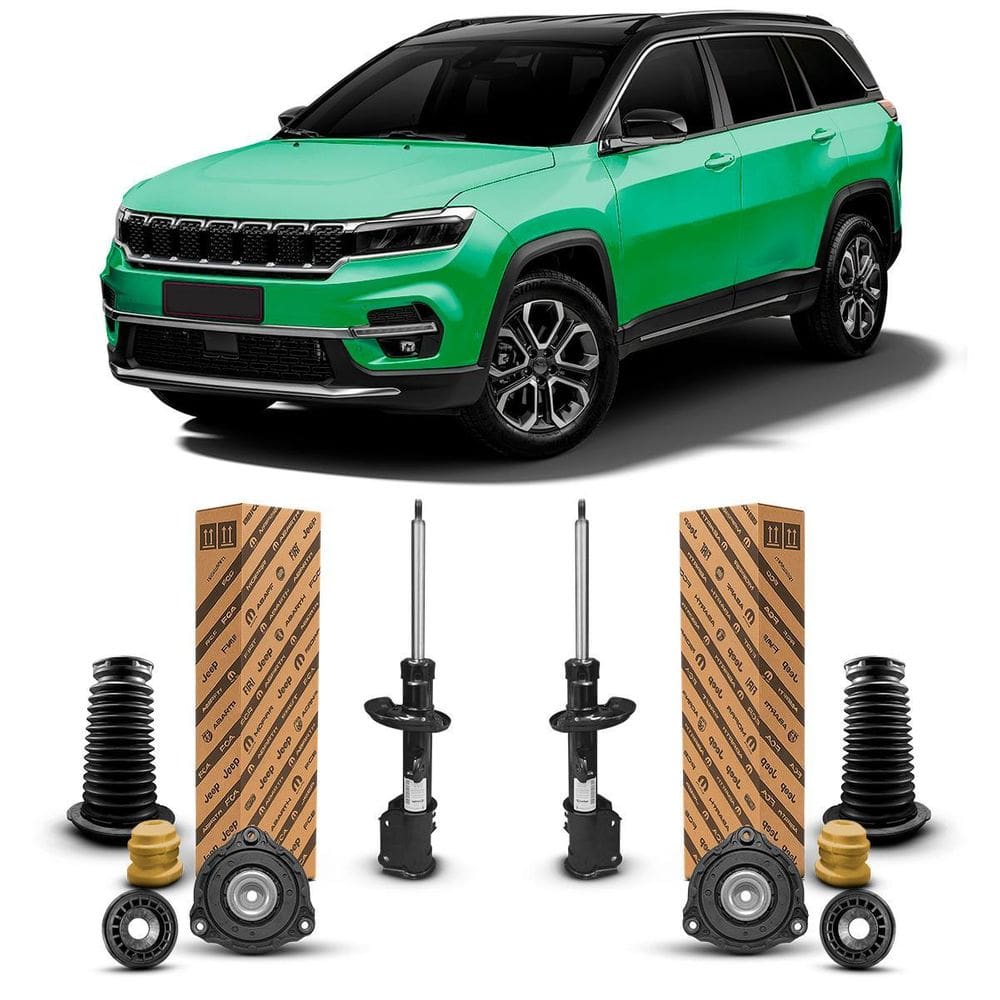 Par Amortecedores Mopar + Kit Coxim Suspensão Dianteiro Jeep