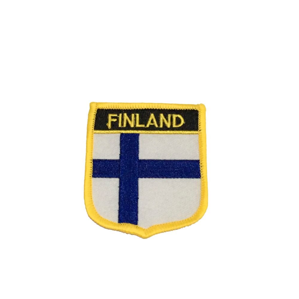 Patche Aplique Bordado Escudo Bandeira Finlândia 6X7 Cm