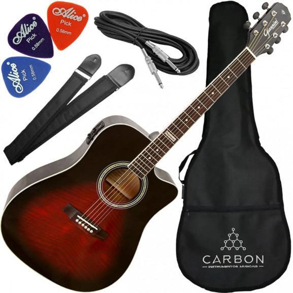 Kit Violão Giannini Gf1D Brb Folk Eletroacústico Afinador