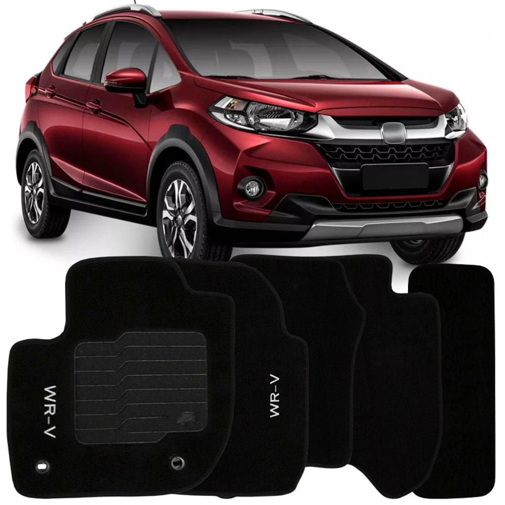 Jogo de Tapete Automotivo Carpete Wrv 2017 à 2018 Soft Logo Bordado 5 Peças