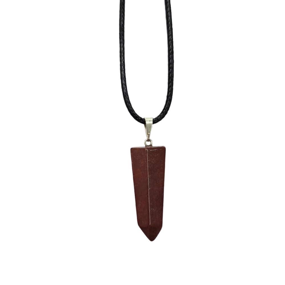 Colar Cordão com Pingente Quartzo Vermelho Natural
