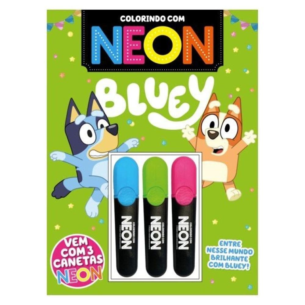 Bluey Colorindo Com Neon