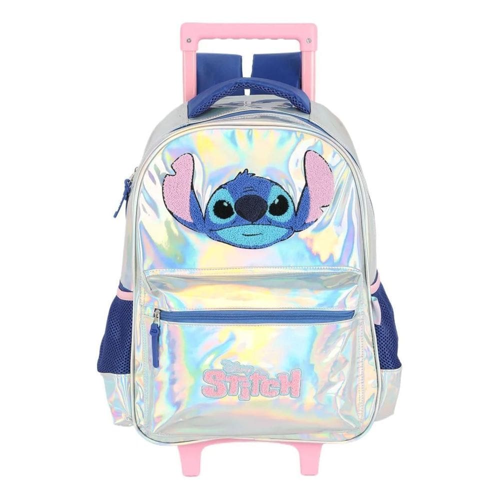 Mochila Carrinho Escolar Juvenil Stitch Holográfica