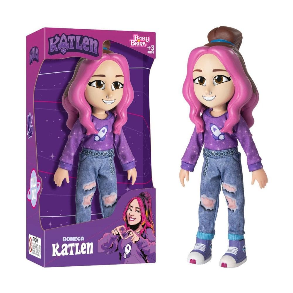 Boneca Katlen Dos Rosa Youtuber Infantil Articulada 26Cm