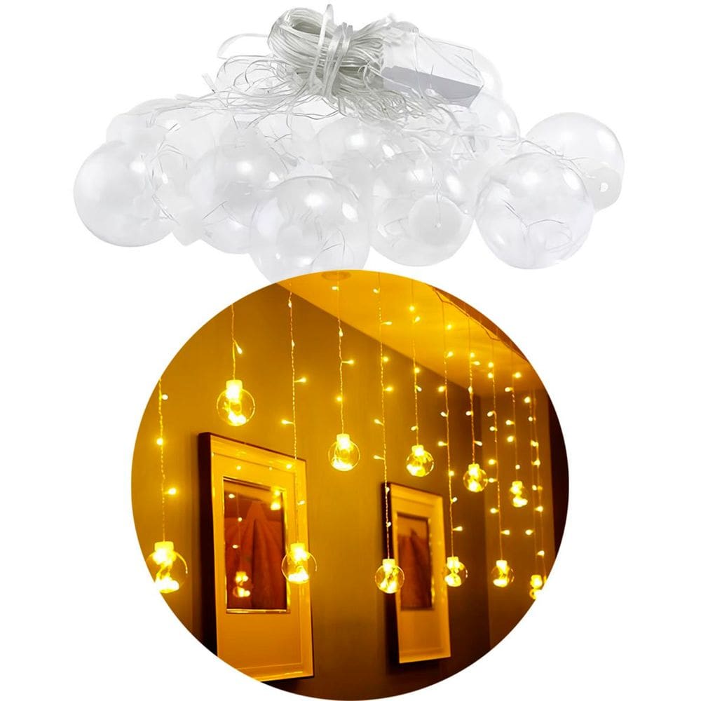 Pisca Cordão Varal Decorativo 12 Lâmpadas Com LED Amarelo 3M