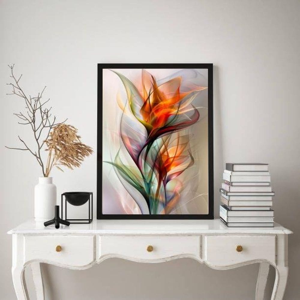 Quadro Flores Elegantes Transparência Colorida 33X24Cm