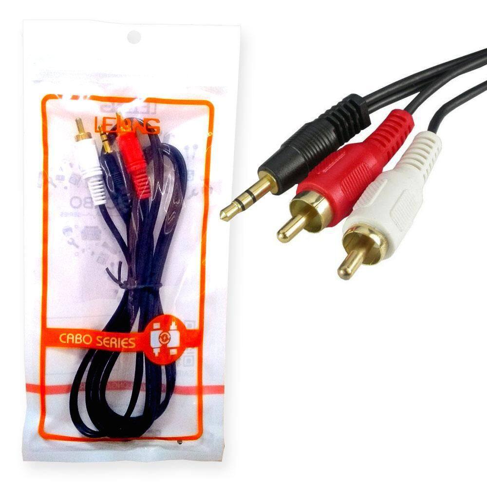 Cabo De Áudio Auxiliar P2 Macho Para 2 Rca Lelong 1,5 Metro
