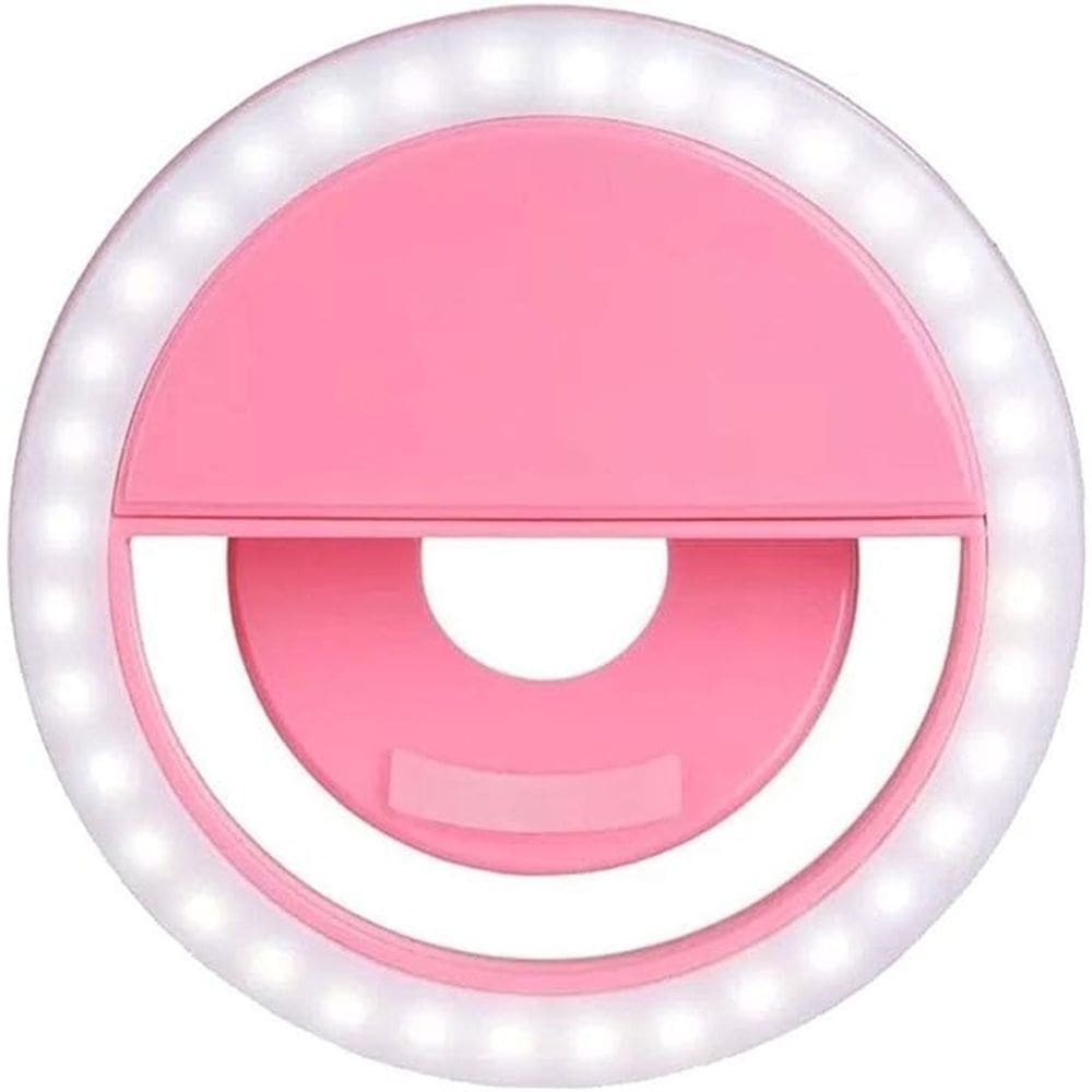 Selfie Ring Light Celular Led Clipe 3 Níveis Universal Rosa