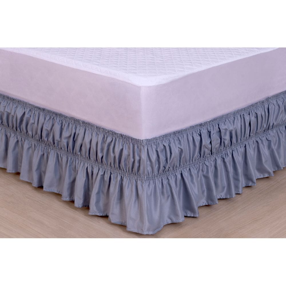 Saia Para Cama Box Colchobox Elasticada Ajustavel Solteiro Casal Queen Cinza