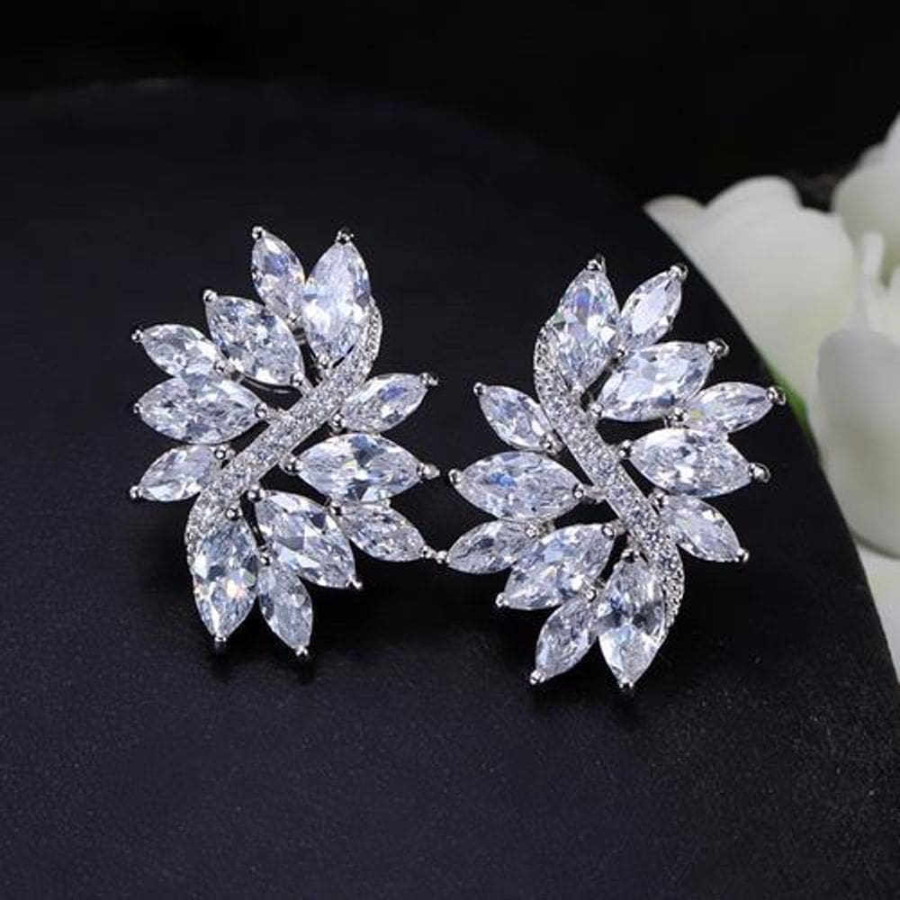 Brinco De Pressão Com Zirconia Noiva Casamento Prata Fixo