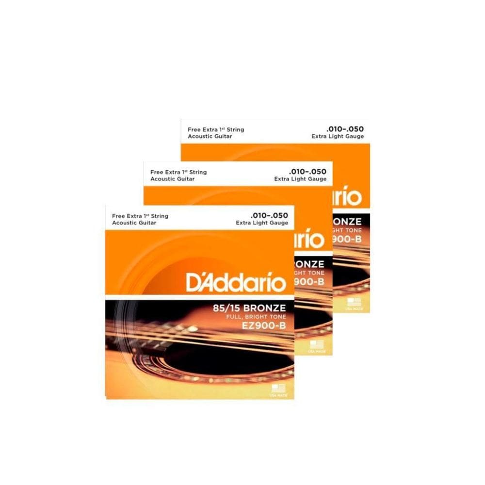 Kit 3 Und. Encordoamento D`Addario Violão Ez-900