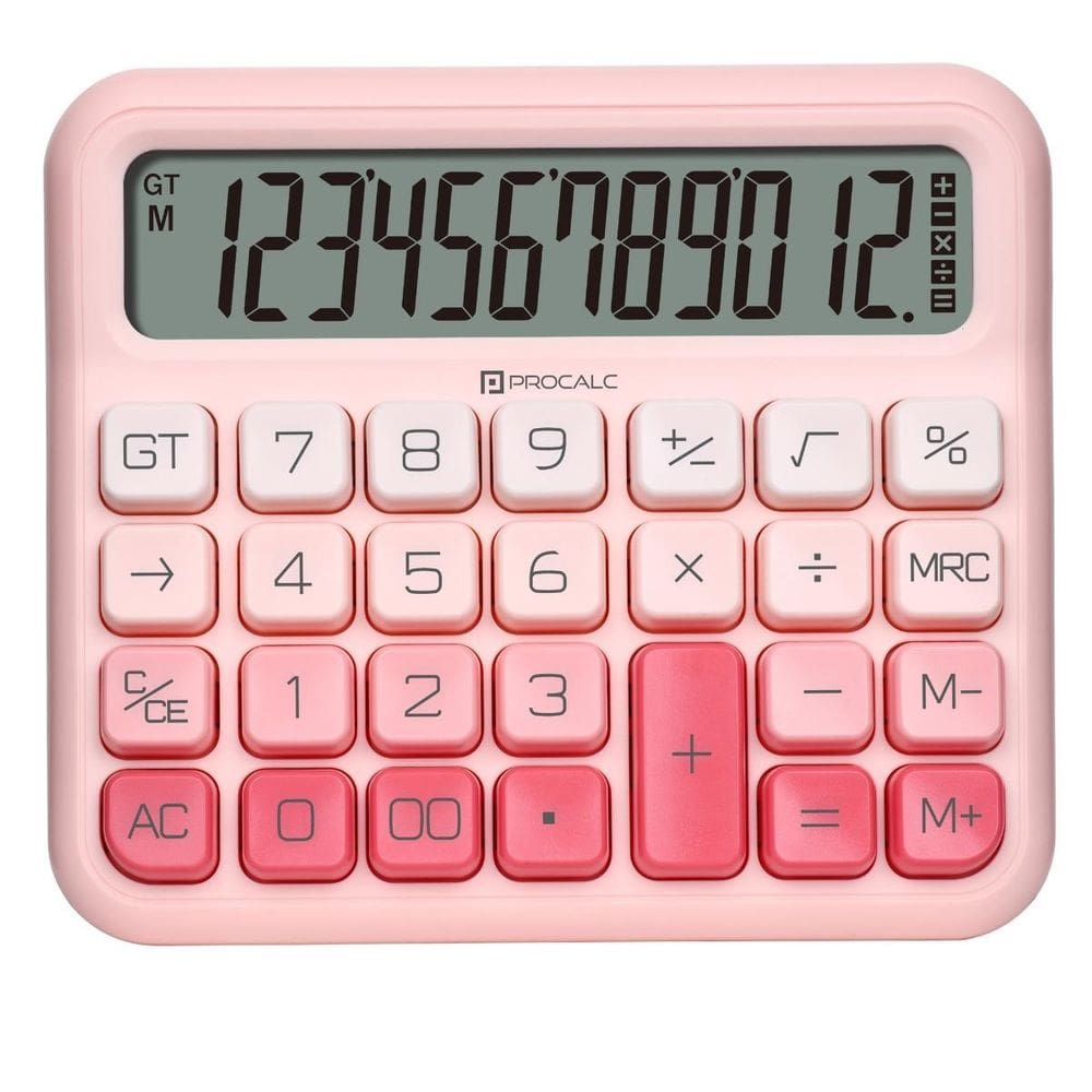 Calculadora Mesa Rosa 12 Dígitos Procalc Pc315 Softkey