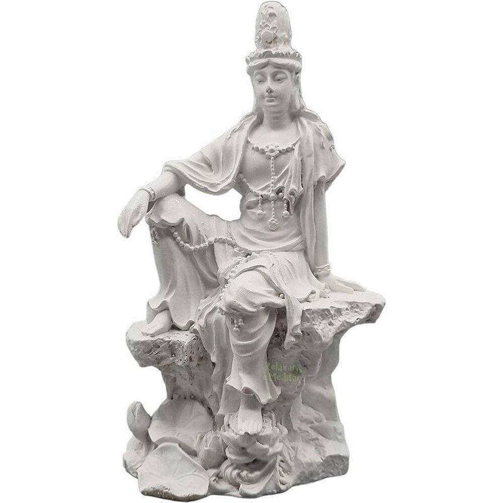 Estátua Deusa Kuan Yin Sentada  15Cm