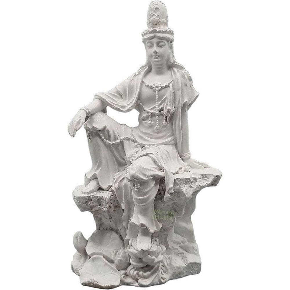 Estátua Deusa Kuan Yin Sentada  15Cm