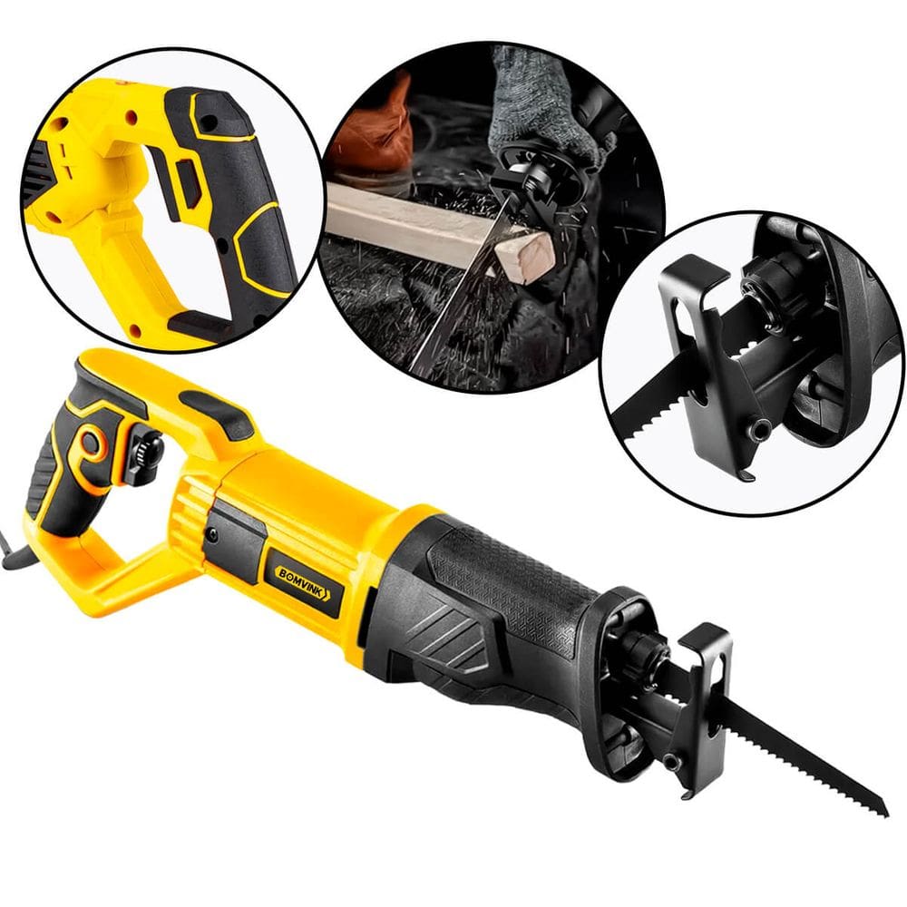 Serra sabre elétrica 1100W 127V com velocidade variável, cabo rotativo e curso de 22mm – ideal para cortes em madeira, aço e plástico com precisão