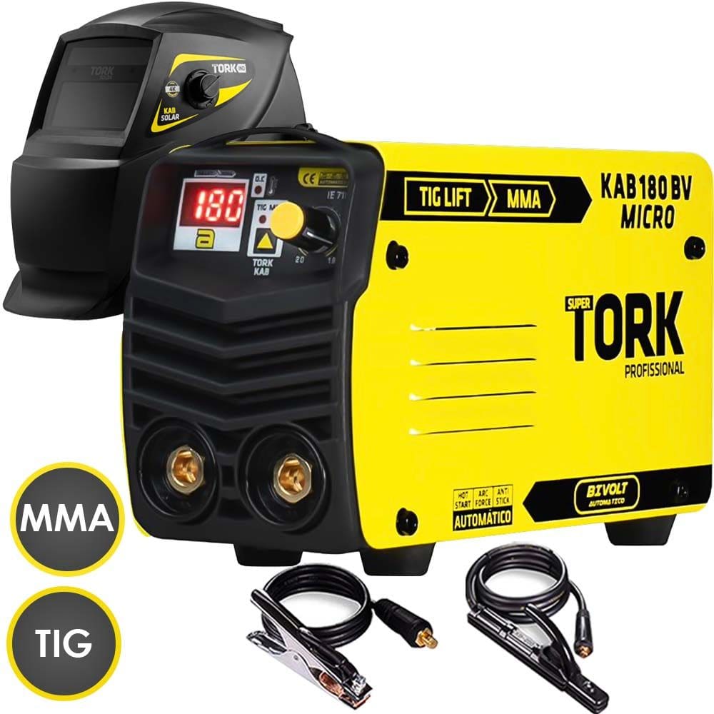 Maquina Solda Inversora 180A Bivolt Kab180 7180 Tork + Masc