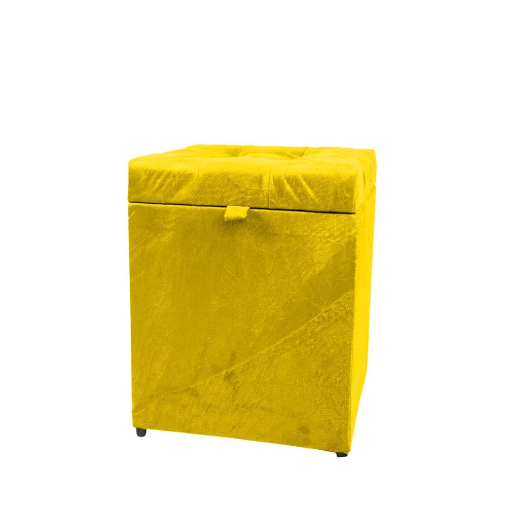 Puff Baú Quadrado 1 Lugar 36X36 Cm Amarelo