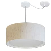 Lustre Pendente Cilíndrico Com Desvio de Centro Vivare Md-4314 Cúpula em Tecido 50x25cm - Bivolt