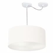 Lustre Pendente Cilíndrico Com Desvio de Centro Vivare Md-4151 Cúpula em Tecido 50x25cm - Bivolt